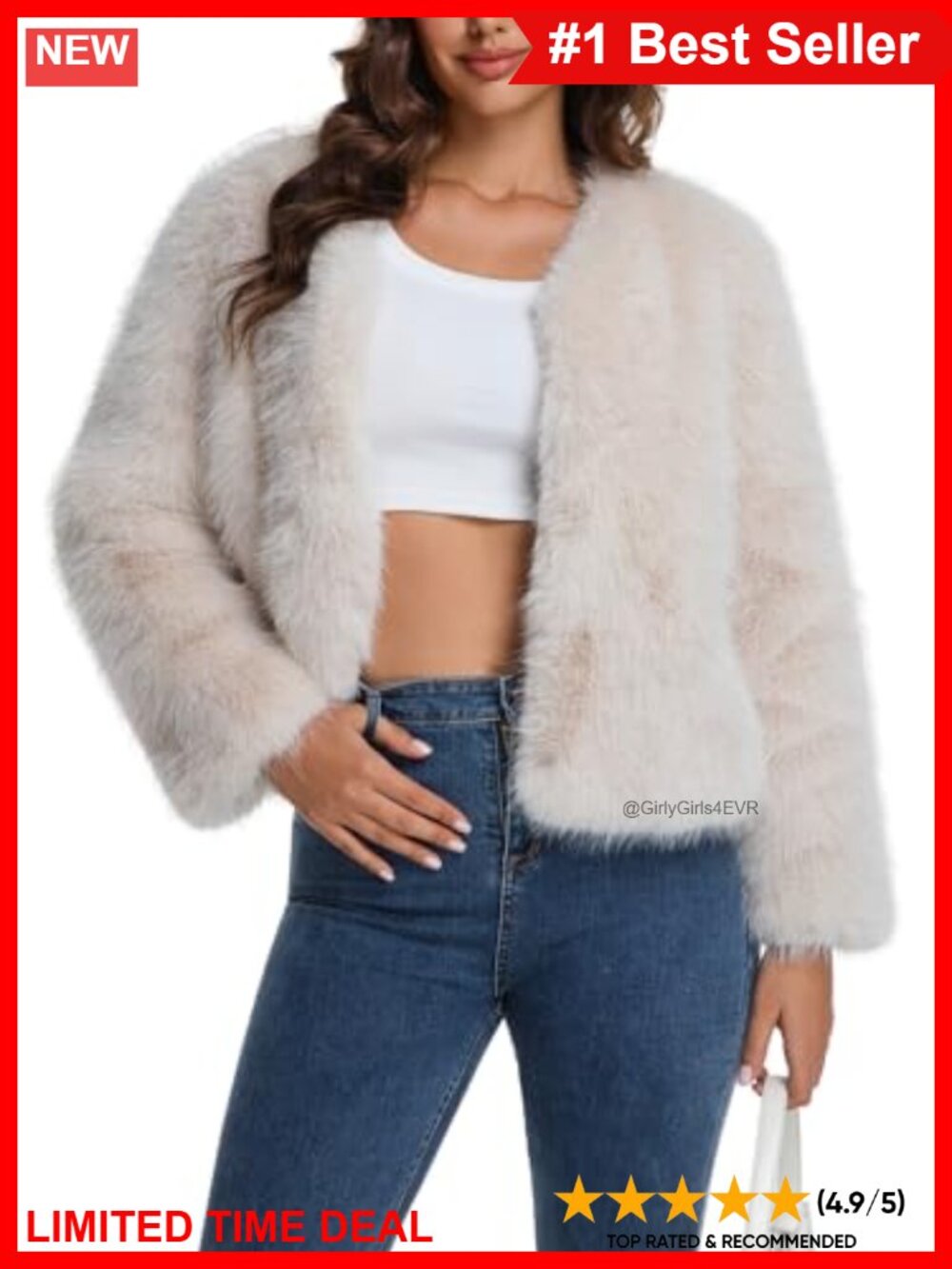 Faux Fur Cropped Jacket Open Front Cardigan Long Sleeve Winter Coat